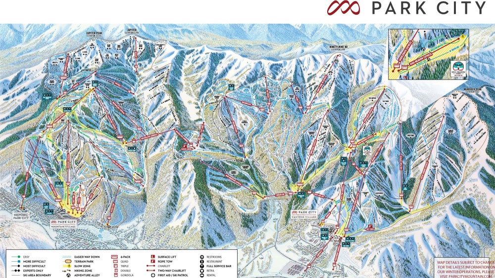 Pistekaart van Park City.